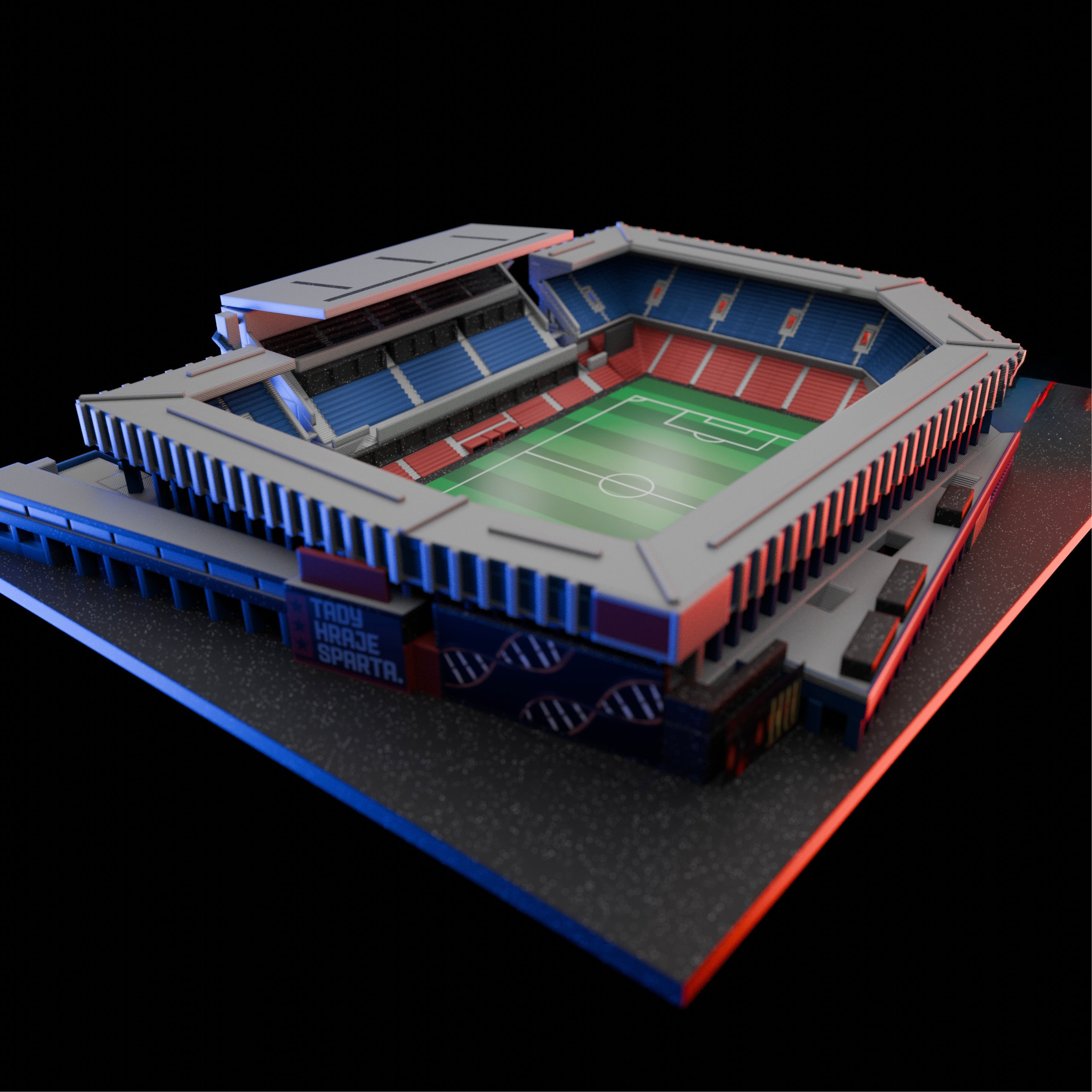 Barevný 3D model EPET ARENY AC Sparta Praha – Letná COLORED – StadiArt 3D – pohled 1