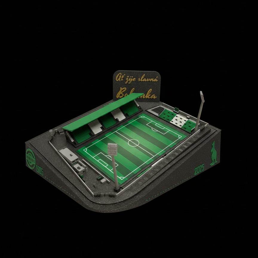 Barevný 3D model Ďolíčku Bohemians 120 let výroční edice – StadiArt 3D – pohled 4