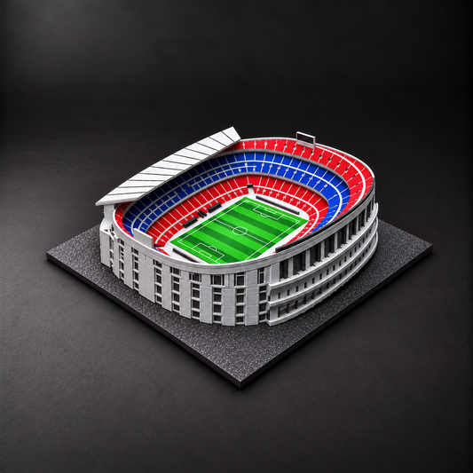 Barevný model Camp Nou – celkový studiový pohled s celým podstavcem.